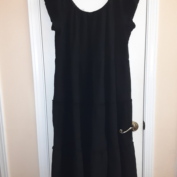 3x Attitudes by Renee Petite Riviera Sand Peasant Maxi Dress in Black - Picture 5 of 5